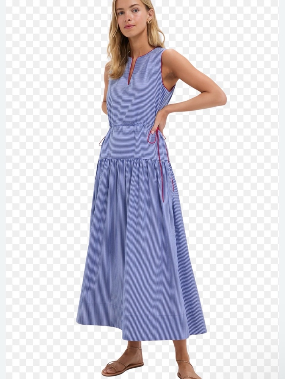 Tuckernuck Charlotte Maxi Dress Blue White Striped Coastal Casual Preppy XS NWT